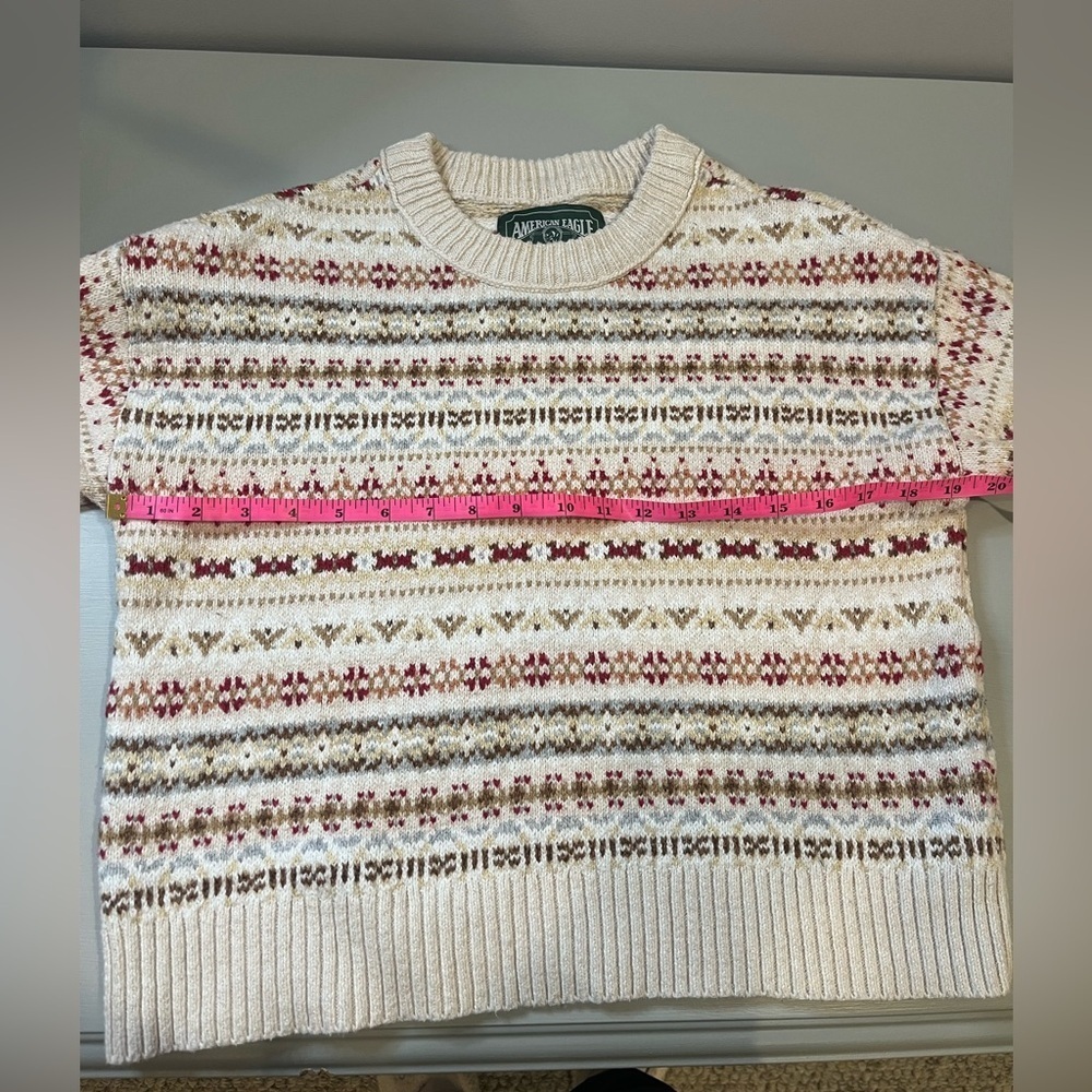 Y2K American Eagle Outfitters Cream and Red Knit Sweater- extra small - Picture 6 of 6
